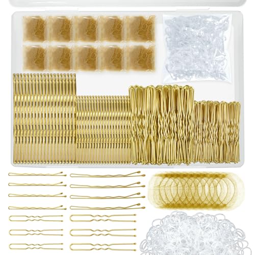 510PCS Blonde Bobby Pins Hair Pins Kit with Hair Net, YINGFENG In...