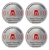 BIKE-label Alu Optik 3D Aufkleber GPS Warnhinweisschild 4 x Alarmgesichert Objekt Video überwacht 70 mm 900200VE