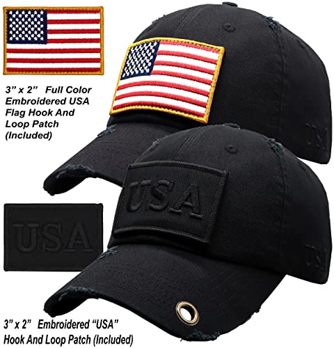 Image of Antourage American Flag Unisex Baseball Hat for Men and Women | USA Flag Mesh Snapback Flat Visor Cap + 2 Patriotic Patches