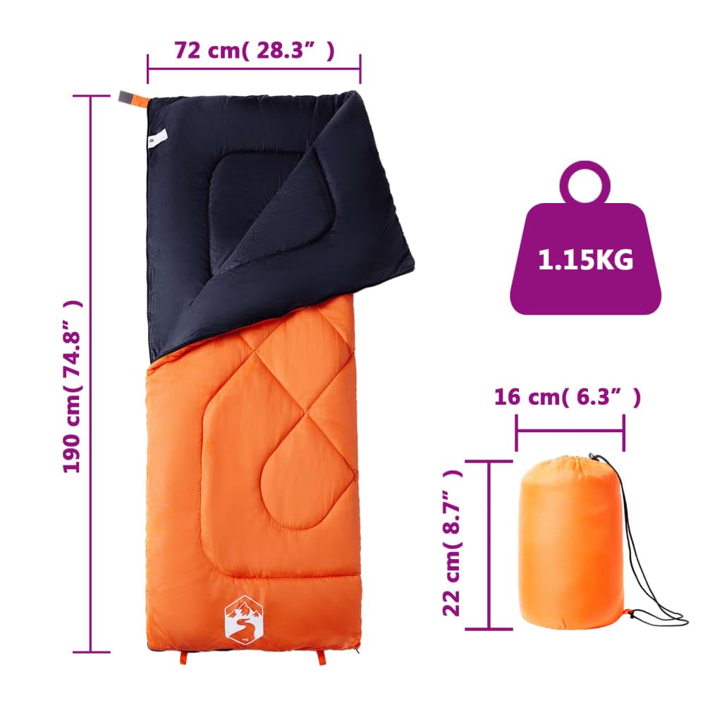 Schlafsack für Erwachsene Camping, Deckenschlafsack für Person, x, Jahreszeiten, 190T Polyester, mit Kapuze, Reißverschluss