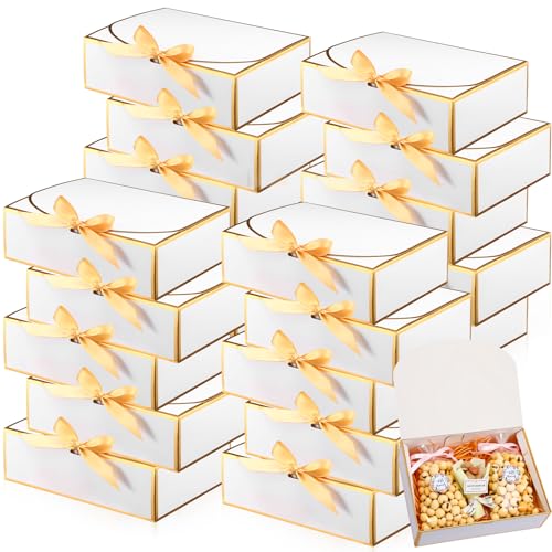 Jaloro 20 Pack Pink Gift Boxes with Lids Bulk 10.6x7.8x3.1inch Pink Gift Boxes with Gold Ribbons Bridesmaid Proposal Box for Presents, Wedding, Birthday, Valentine's Day, Baby Shower, Anniversary
