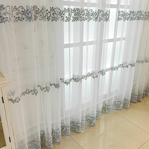 Rideaux voilages 229 cm en polyester léger brodé pour chambre