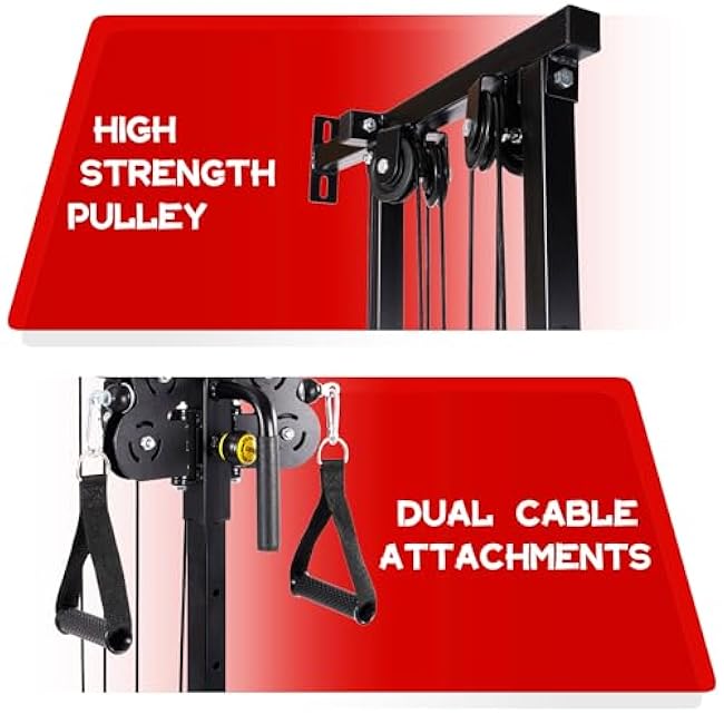 Wall Mount Cable Station with Adjustable Dual Pulley System Pull Down Fitness Station
