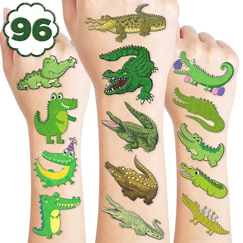 96 PCS Alligator Pre-Cut Temporary Tattoos Birthday Party Decorat...