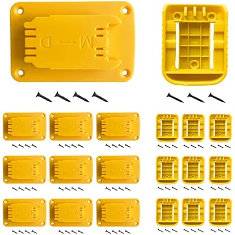 SKCMOX Tool Holders Battery Holders Mount for Dewalt 20V Battery Drill Tool Yellow 10pcs tool holders and 10 pcs battery holders Cover