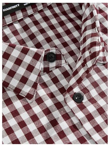 SHENHE Men's Plaid Button Down Short Sleeve Cropped Shirt Gingham Collared Shirt Top4