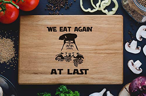 Star Wars Darth Vader WE EAT AGAIN AT LAST Personalized Engraved Cutting Board - Girlfriend gift Wedding Gift, Anniversary Gifts, Housewarming Gift,Birthday Gift, Corporate Gift, Award