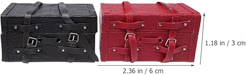 Miniatura 6 de Yardwe Maleta en miniatura para casa de muñecas, maleta, de madera, minimaletero, vintage, maletero, maletín retro, caja del tesoro para casa de