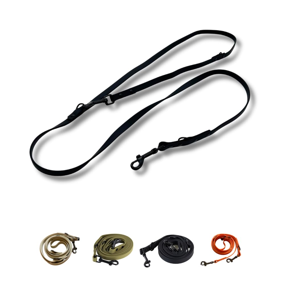 Hundeleine kleine Hunde verstellbar 210cm - Freihandleine Orange | Metallkarabiner bis 312kg, 3 Längen von 110-193cm, Veganes Material aus recyceltem PET, Wetterfest abspülbar