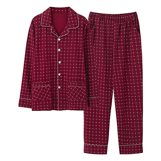 XFLOWR Bomull lounge nattkläder vår bomull män pyjamas set randig pyjamas herr långärmad nedvikbar krage nattkläder plusstorlek 3xl herr fritid nattkläder L YSX6918