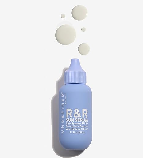Undefined Beauty NEW UNTINTED R&R Sun Serum SPF 50 PA++++ Mineral Sunscreen with Niacinamide, Water Resistant Broad Spectrum Protection & Blue Light Defense (Untinted)