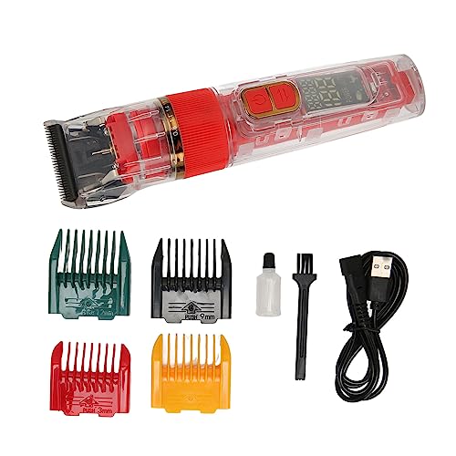 Gavigain Rechargeable Pet Grooming Clippers, 3 Speed Adjustable, USB Charging, LED Display, Professional Dog and Cat Hair Trimmer with Accessories (Red)