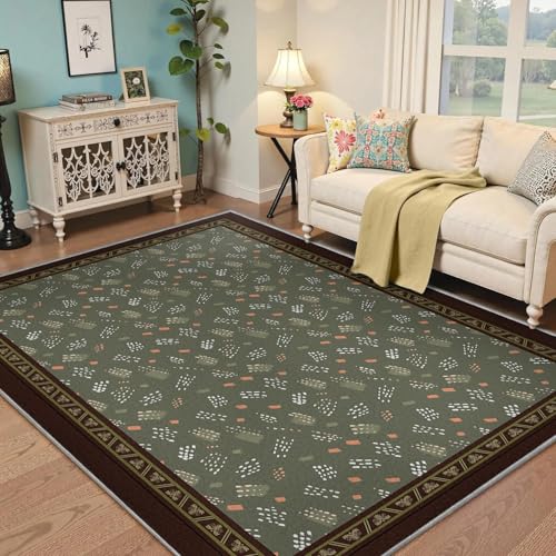 Tapis de chambre vert antidérapant lavable 140x200cm - 3