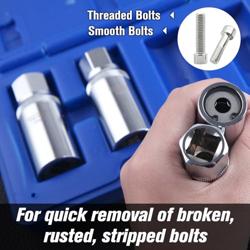Image of SPEEDWOX Metric Stud Removal Tool 4 Pieces Stud Extractor Set Stud Removal Set Broken Stud Puller Set 6,8,10,12 mm Broken Stud Removal Socket Stud Puller Sockets for Removing Trapped and Broken Bolts