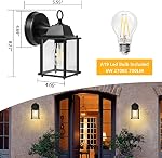 2 Pack Outdoor Wall Light, Exterior Waterproof Wall Sconce Light Fixtures, Black Front Door Wall Lantern with Clear Glass Shade, Aluminum Anti-Rust Porch Lights for Garage, A19 Bulbs Included