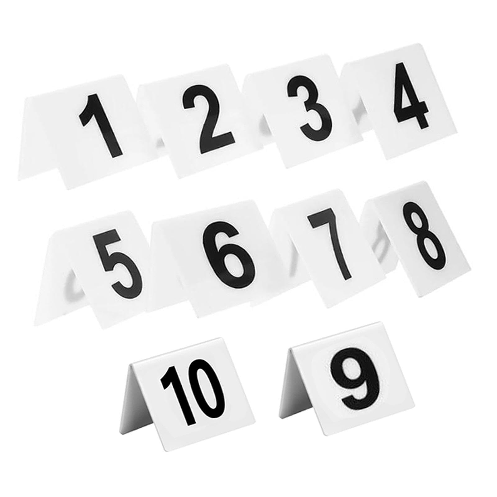 SM SunniMix 10Pcs Table Numbers, Double Side Numbered Table Tents Acrylic Holder Numbers Cards Signs for Reception Wedding Event Banquets