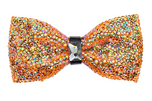 Crystal Glitter Bow tie Luxurious Wedding Party Rhinestone Adjustable Bowtie (orange)