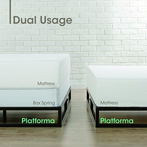 ZINUS Joseph 25 cm Metal Platform Bed Frame | Mattress Foundation | Wood Slat Support | Underbed Storage | Double | Black