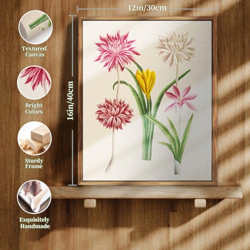 crmotu Vintage Framed Wall Art, Daffodils Floral Botanical Prints, Flower Market Neutral Canvas Artwork, Minimalist Plant Rustic Wall Decor, Modern Home Kitchen Desktop Room Decorations, 12x16inch