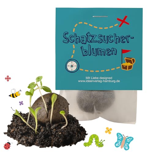 10x Schatzsuche Samenbomben als Schatztruhe Kindergeburtstag Inhalt & Mitgebsel Kindergeburtstag 4 bis 10 Jahre - Blumensamen Mitbringsel Kindergeburtstag Gastgeschenke & kleine Geschenke für Kinder
