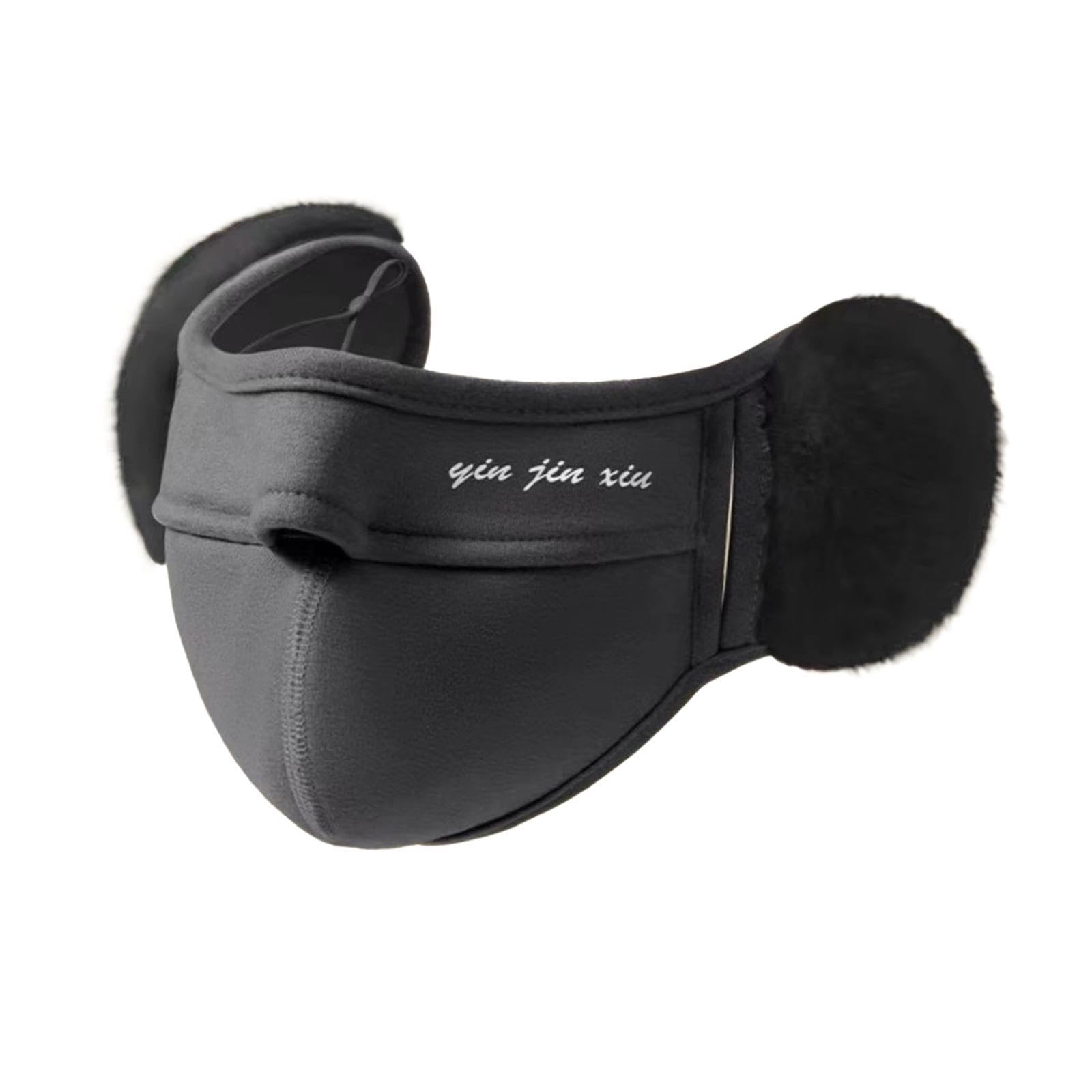 Winter Half Face Mask Nose Warmer Thick Ear Muff for Hiking Skiing Men Women Dark Gray-image-33