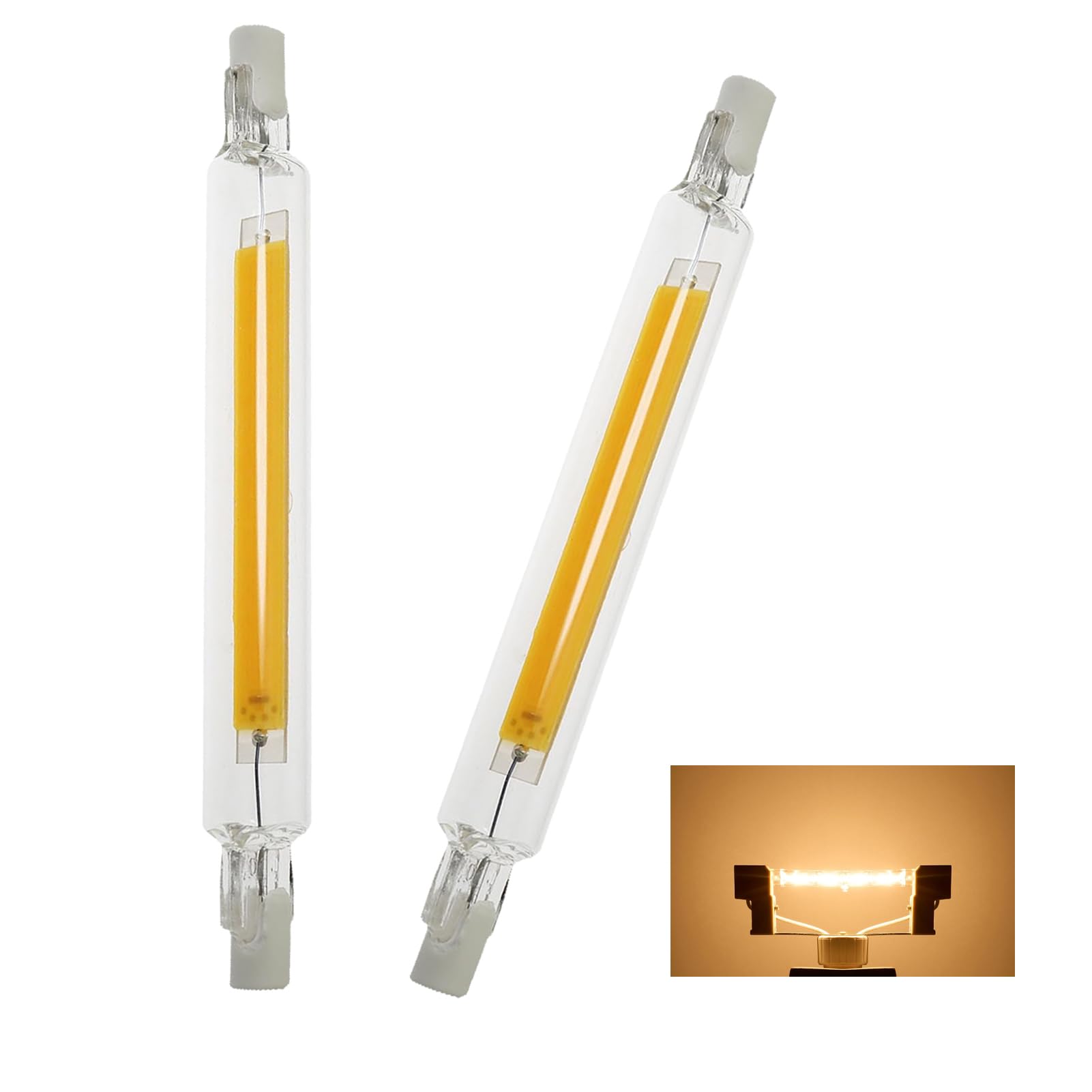 Aseoacc R7S LED 118mm Dimmbar 20W COB Lampen Warmweiß 3000K 2000LM, Ersatz für 200W J118mm Halogenstab, 220-240V,360°Abstrahlwinkel, Beleuchtung für Zuhause/Außenbeleuchtung, 2 Stück