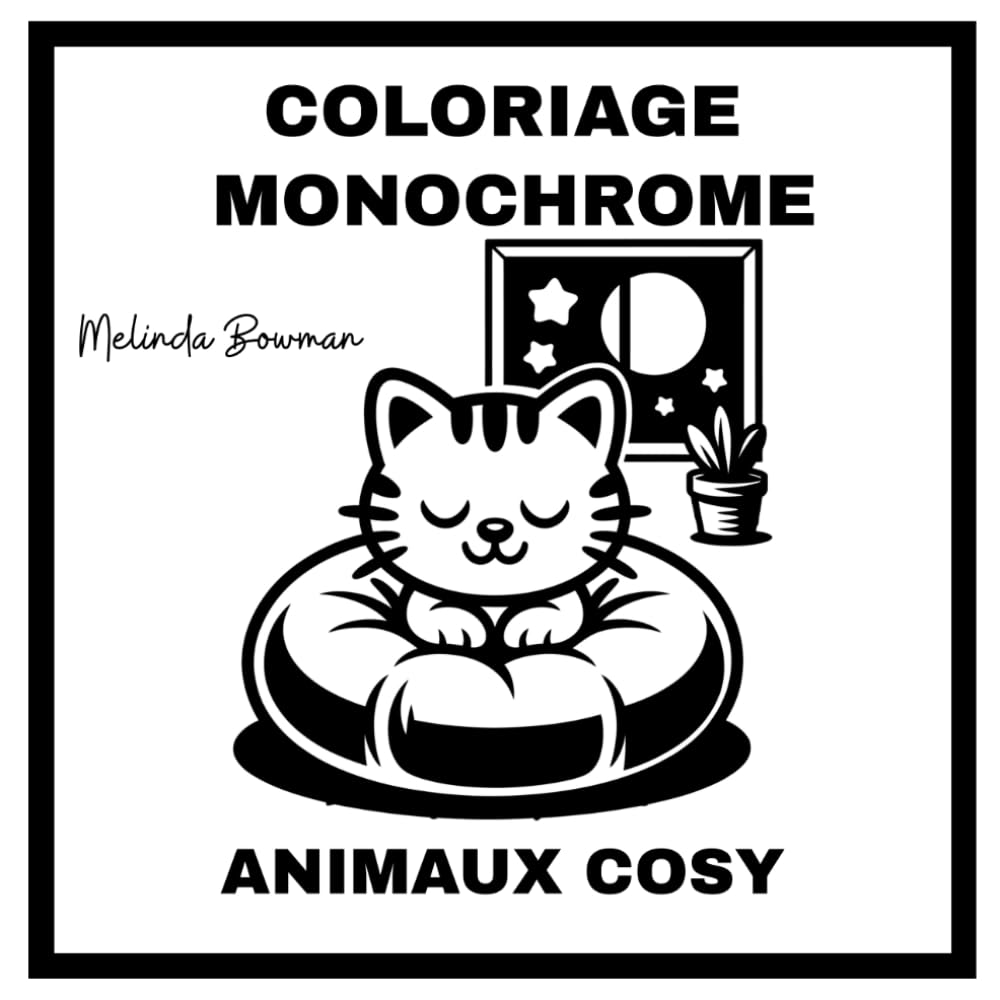 Coloriage Monochrome : Animaux Cosy: Livre de coloriage pour adultes anti-stress et détente