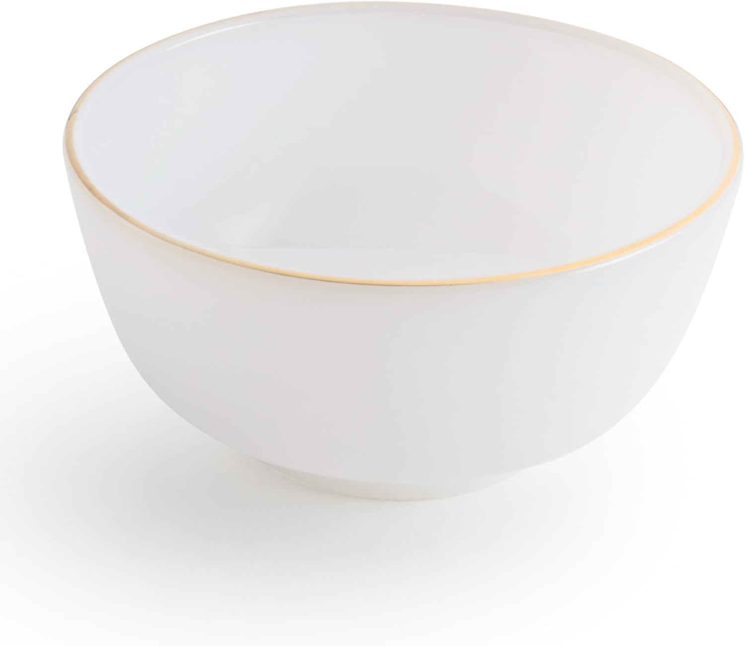 Barski Glass Dessert Bowls – Set of 4 Bowls, 4.25" Diameter – White Bowl with Gold Rim – Elegant Bowls for Ice Cream, Pudding, Salad, Fruit, Desserts, Parties, Entertaining & Special Occasions