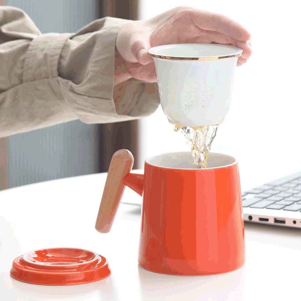 Tazzine Caffe Tazze Caffe Semplice Tazza Da Caffè In Ceramica 400 Ml, Tazza Da Tè Multifunzionale Con Filtro, Tazza Da Bere Per Tè, Caffè, Succo Di Latte, Ecc Tazze Cappuccino(Grey)