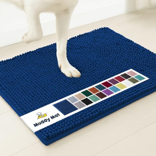 Image of Muddy Mat | Super Absorbent Door Mat Indoor, Microfiber Quick Dry Chenille Entryway Rug, Non-Slip Front Door Mat, Indoor Mats for Entryway, Machine Washable Pet Rug, Navy Blue XXL 60 inchX48 inch