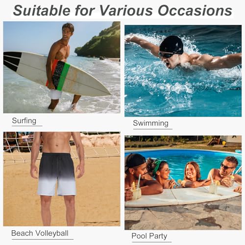 Image of Mens Swim Trunks with Compression Liner 2 in 1 Quick Dry Swimming Shorts Swimwear Bathing Suits with Pockets