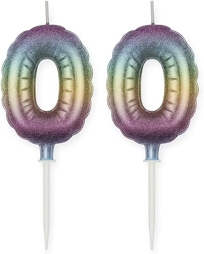Candle Birthday Balloon – Rainbow 5cm Number 0 | Pack of 2 Mini Party Balloons for Cake Decorations, Birthdays & Celebrations