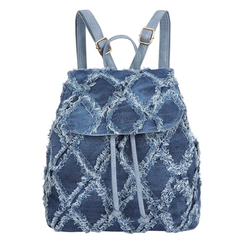 Lobagve Denim Backpack Lightweight Jeans Shoulder Bag Casual Daypack
