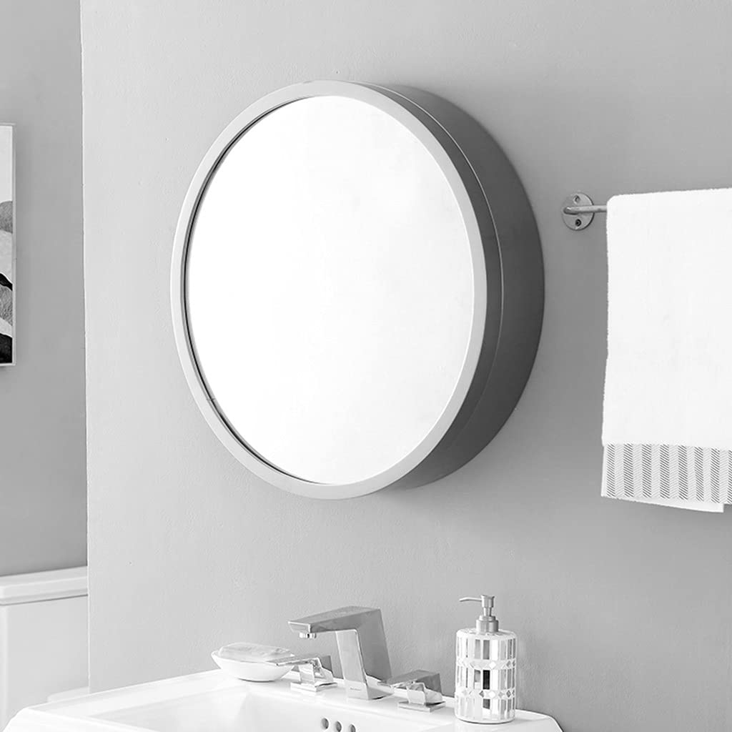 Gabinetes con Espejo para baño Baño Redondo Maquillaje de baño Espejo Redondo Inteligente de Madera Maciza montado en la Pared con luz (Color: Dorado, tamaño: 70 cm | 27,6 Pulgadas) (Oro 50
