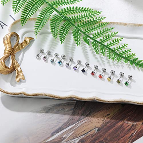 ORAZIO CZ Stud Earrings for Women Men Stainless Steel Cubic Zirconia Screwback Earrings Set3