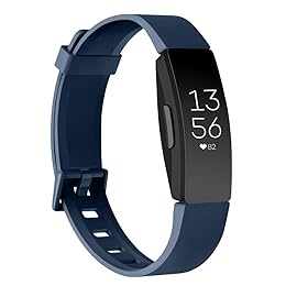 3 Pack Soft TPU Bands Compatible with Fitbit Inspire 2 / HR / Ace 2 - Waterproof Sports Straps (04 Black/Navy Blue/Gray, Small)