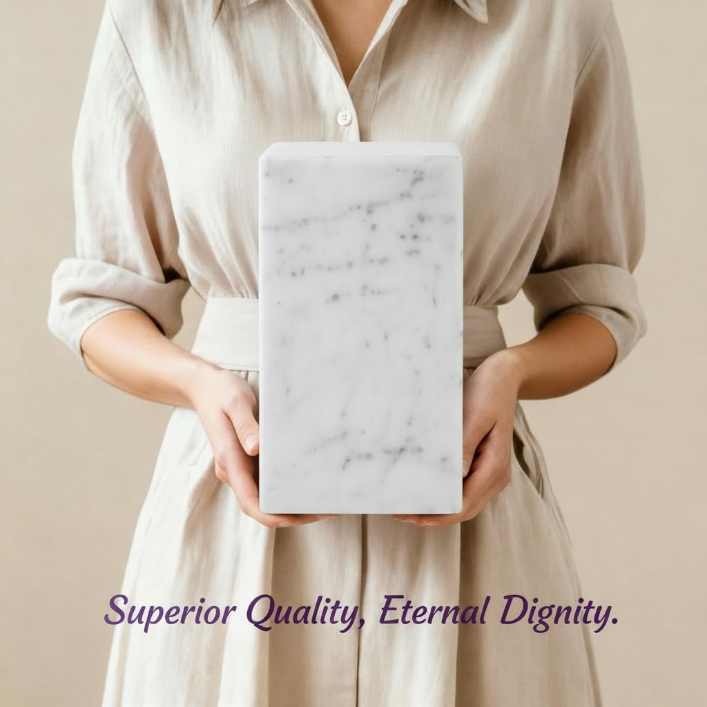 AspenStudio Carrara Marble Urn Genuine Vertical Marble Urn for Human Adult Cremation urn by Aspen Studio - Image 8
