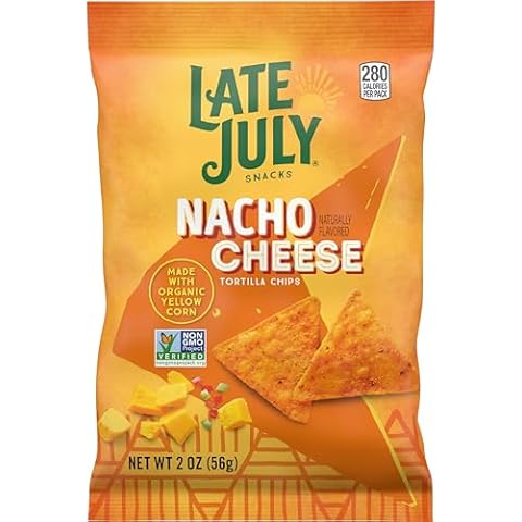 Late July Snacks, Nacho Cheese Tortilla Chips, 2-oz. Bag (Pack of 6) Cover