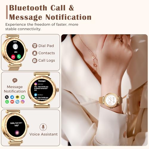 Image of Smart Watch for Women, HD AMOLED Display Fitness Tracker Bluetooth Make /Answer Call, 1.19 inch Watches with 110+ Sports Modes /Heart Rate /Sleep Monitor /SpO2, Smartwatch IP68 Waterproof for Android iOS
