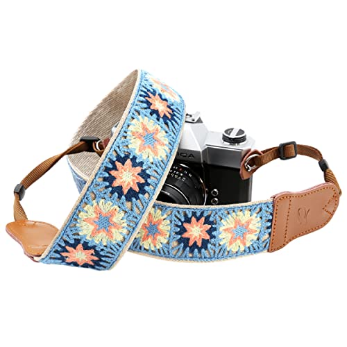 Padwa Lifestyle Alça oca de crochê rosa margarida – Extremidades de couro bovino de camada dupla, al