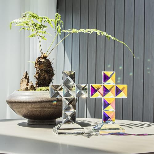 Cruz de cristal QF objeto religioso de vidrio transparente decorativo 8