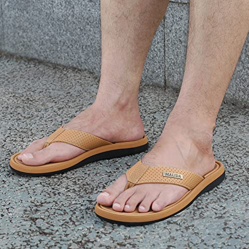 Image of MALIDA Mens Flip Flops Non-Slip Bathroom Shower Shoes Waterproof Cushion foam Indoor and Outdoor Thong Sandals