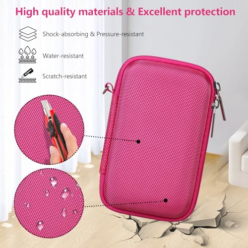 Image of Carrying Case for Sony RX100 VII / RX100 VI / RX100 V / RX100 IV / RX100 III Premium Compact Camera, Storage Holder Travel Bag with Zipper Mesh Pocket for Charging Cable, USB Card, Rosered