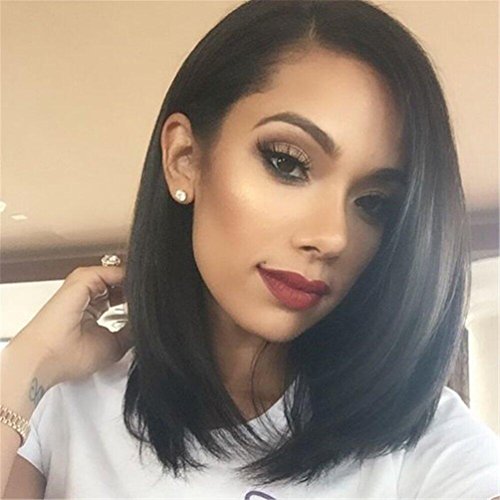 ForQueens Long Bob Straight Wigs For Women Synthetic Shoulder Length Black Side Part Full Wigs Natureal Looking With Wig Cap