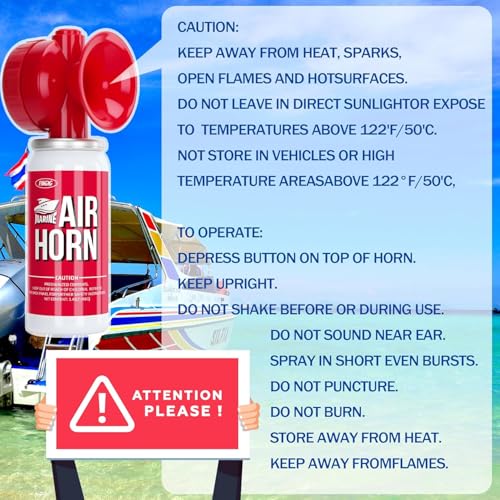 Image of Fingig Marine Boat Air Horn 1.4oz 6pcs, Hand Held Mini Safety Horn, Sports Starting, Loud Small Compressed Blow Fog Dog Air Horn,Repels Wild Animals,Protect Yourself & Your pet, Stops Attacks(Red)