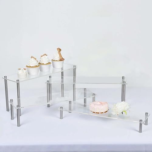 Miniatura 6 de Efavormart - Juego de 4 elevadores acrílicos transparentes, soporte para cupcakes, soporte para postres, varios tamaños