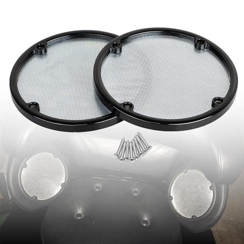 Image of Rear Speaker Trim Grills Mesh Covers For Harley Electra Glide 1996-2013 Street Glide 2006-2013 Ultra Limited FLHTK 2010-2013,Chrome Mesh+Black Trim