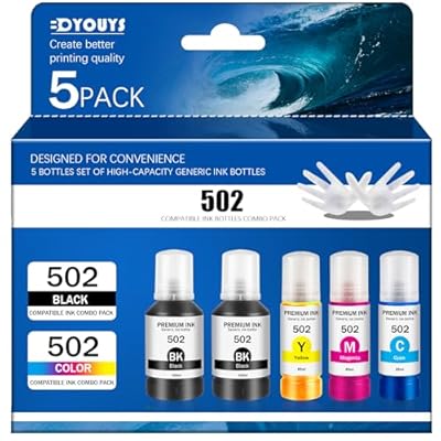 502 Ink Refill bottles (5 Pack) Replacement for...
