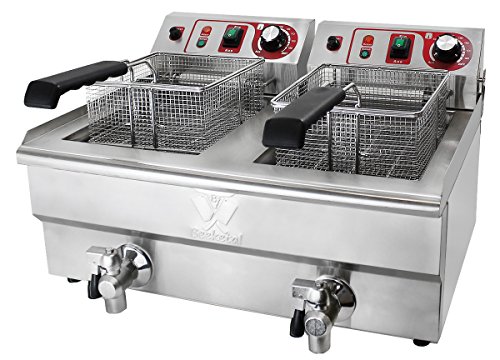 Beeketal 'BWF-132' Profi Gastronomie Doppel Kaltzonen Fritteuse (2 x 13l Volumen für max. 2 x 8,5l Öl) Edelstahl Gastro Imbiss Friteuse mit Doppelheizspirale und Fettablaufhahn - 400V Starkstrom – Bild 4