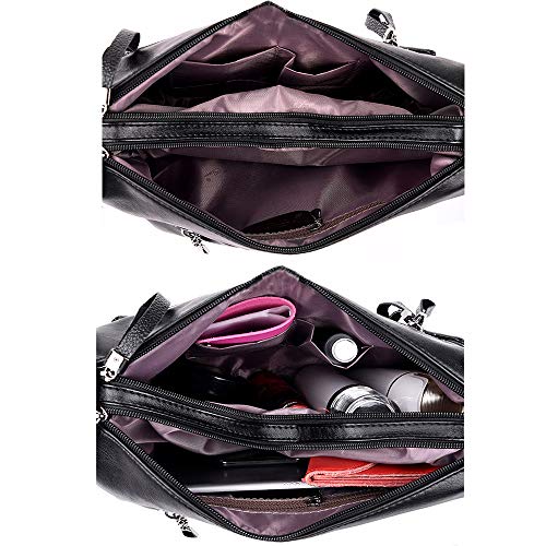 Sacmill Soft Ladies Leather Crossbody Bags Girls Lightweight Shoulder Handbags for Women Multi-Pocket with Adjustable Shoulder Strap - Image 4